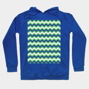 Kelly Green Royal Blue and White Chevron Zigzag Pattern Hoodie